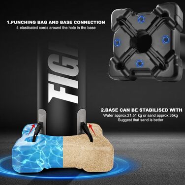 Boxsack Freistehend 175см JUOIFIP - Комплект для боксу з насосом та рукавичками, для кікбоксингу, MMA, Муай Тай, домашні тренування