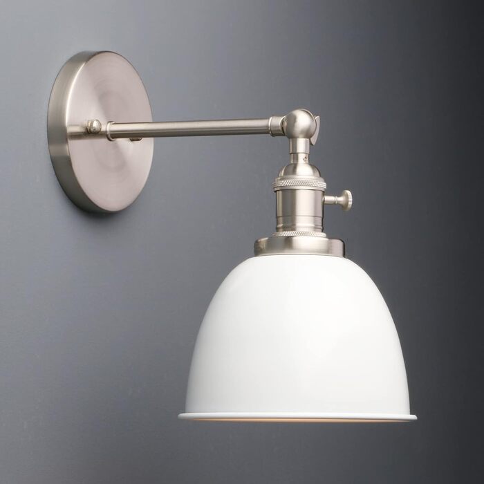 Phansthy 2 Pack Wall Sconce with Metal Shade Wall Lamp Industrial Design, Indoor Vintage Loft Wall Lamp E27 max. 40W for Living Room Bedroom Office Kitchen Hallway (White)