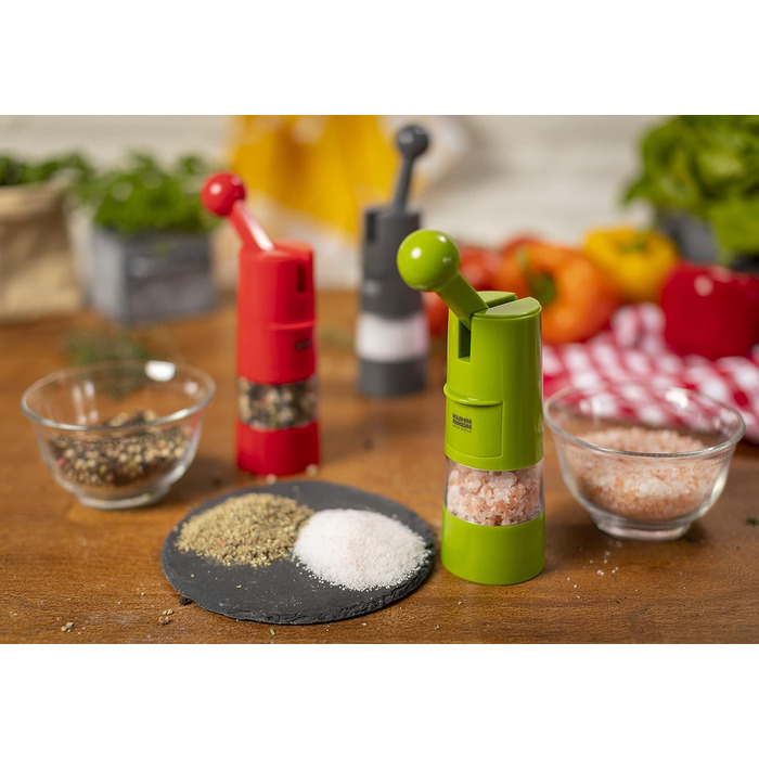 KUHN RIKON Salt and Pepper Grinder Ratchet Grinder, Manual Spice Grinder, Grey, Adjustable Ceramic Grinder