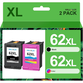 Комплект картриджів HALLOLUX 62XL для принтерів HP Envy 5540, 5544, 5545, 5548, 5640, 5646, 7640 та OfficeJet 200, 5740, 5742, 5744 (чорний та кольоровий, 2 шт.)