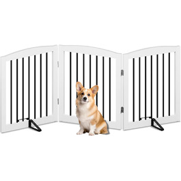 Захисний бар'єр для собак, сітка-перегородка для дому без свердління, металева та дерев'яна, складна, біла, 4 панелі
