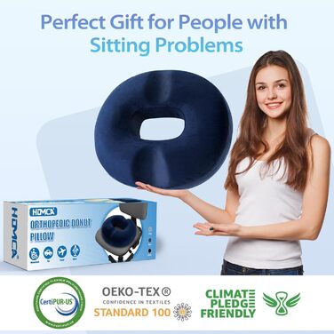 Подушка для геморою HOMCA, ортопедична, з memory foam, 45x40x9 см (блакитна)