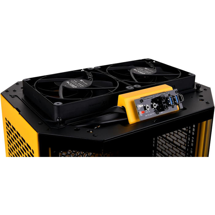 Thermaltake The Tower 300 Bumblebee - Корпус ПК Micro Tower (Micro-ATX/mini-ITX) з вертикальним дизайном, 3 скляні панелі, 2 вентилятори 140mm, підтримка радіатора 420mm