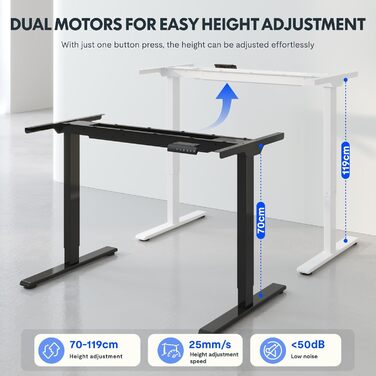 FLEXISPOT Electric Standing Desk - 160x80cm - Height Adjustable Desk with Memory Function (Black)
