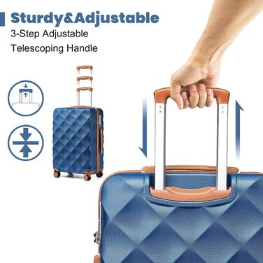 Чемодан ручної поклажі British Traveller 54x36.5x21.5 см з косметичкою, ABS+PC, блакитний