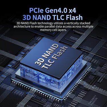 SSD накопичувач NVMe M.2 PCIe Gen4 2TB з радіатором для PS5, ноутбука та ПК, 7400 MB/s, 3D NAND TLC