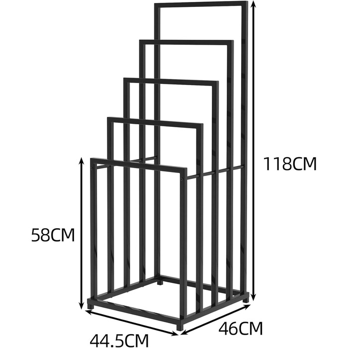 Підлогова сушарка для рушників на 5 ярусів, чорного кольору