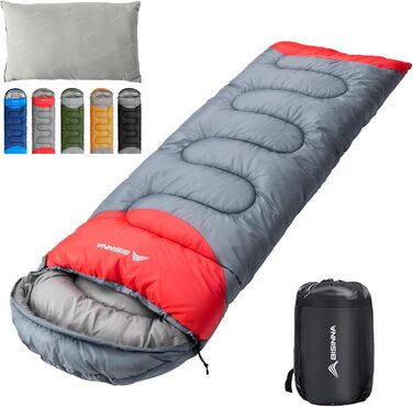 Сплячий мішок BISINNA 4 сезони, 1.9 кг, водонепроникний, для дорослих, чоловіків та жінок, кемпінг, піші прогулянки, сірий колір