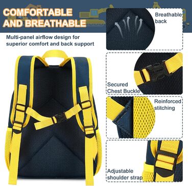 Дитячий рюкзак LOIDOU для школи: легкий, з відбиваючими елементами, для хлопчиків та дівчаток (з дизайном екскаватора)