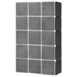 HOMCOM Система полиць DIY з шафою, що складається з 2 великих і 9 маленьких кубів, полиця-куб DIY, полиця для взуття, полиця для зберігання книг та іграшок, чорного кольору, 111 x 47 x 183 см | Aosom