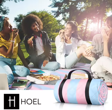 HOEL Picnic Blanket 200x200 cm Water-Repellent + Insulated - Padded Beach Mat XXL - Picnic Blankets - Outdoor Beach Blanket for Picnic Camping Beach