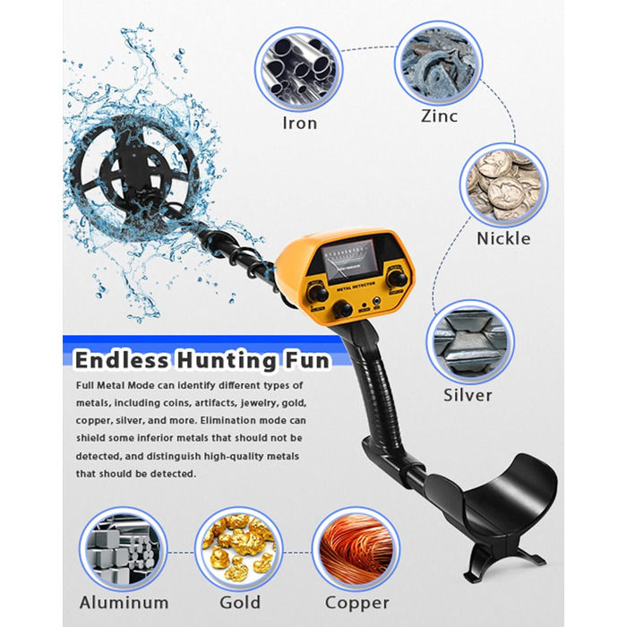 Металодетектор високої точності, вологостійкий, для пошуку золота. Регульована висота 78-108 см, котушка 25 см, роз'єм для навушників, максимальна глибина нажада зсудить</end_of_of_</start_of_of*</end</model]</code></end</model> 