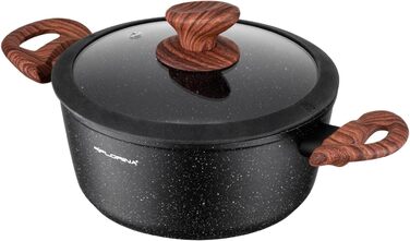 Каструля FLORINA Master Black 24 см, 4 л з антипригарним покриттям | Для всіх типів плит, включаючи індукцію | Зручна ручка Soft-Touch | Кришка з силіконовим кантом | Стійка до нагріву, легко миється