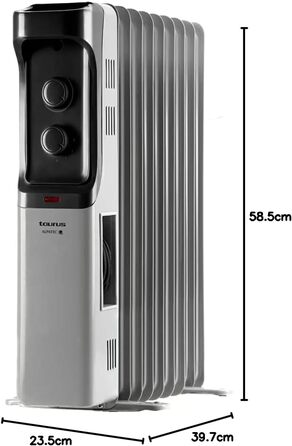 Олійний радіатор Taurus Dakar 7 елементів, 1500W, з термостатом, захист від перегріву, сірий