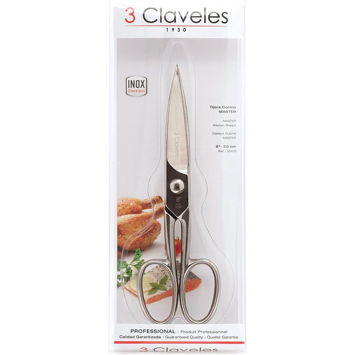 Кухонні ножиці 3 Claveles Master INOX 20 см, нержавіюча сталь, блискучі