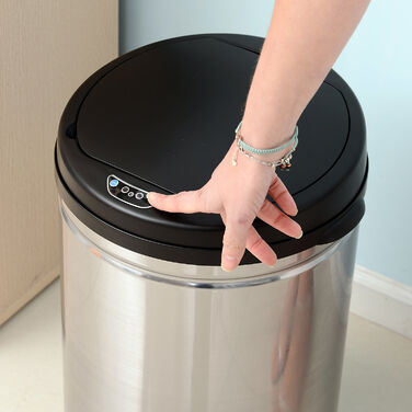 HOMCOM Automatic Sensor Trash Can - Waste Bin with IR Sensor, Round, 30L, Optional Inner Bucket, Stainless Steel | Aosom