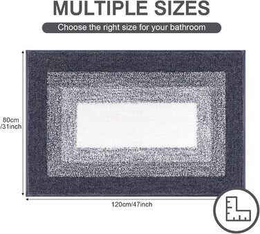 Enyhom Super Soft Microfiber Bath Rug - Non-Slip, Absorbent Bath Mat for Bathroom, Washable, 80x120cm, Dark Grey