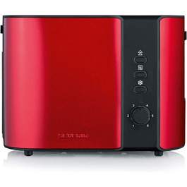 Тостер Severin AT 2217: автоматичний, з підставою для бургерів, з нержавіючої сталі, 800 Вт, червоний/чорний