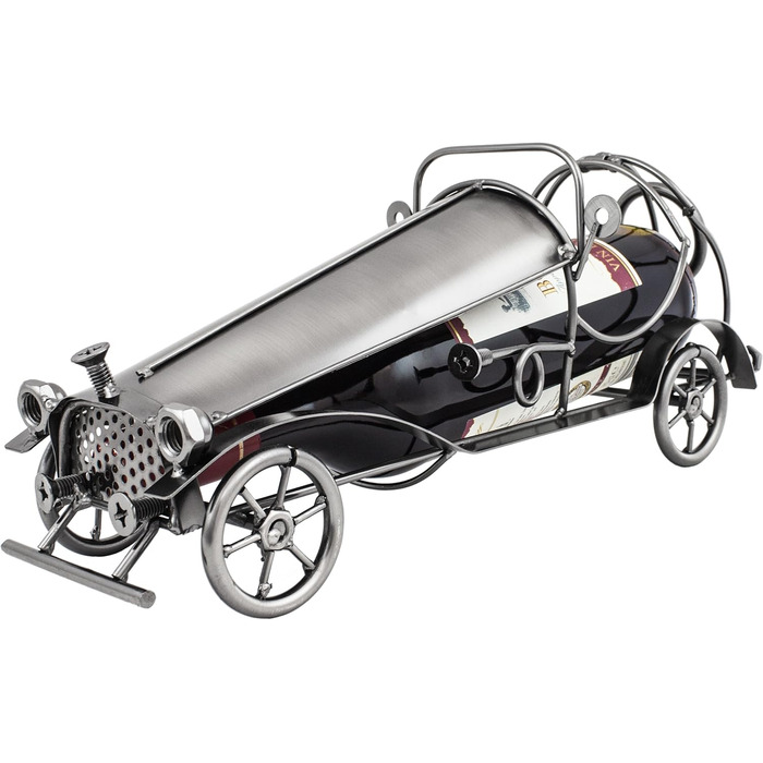 BRUBAKER Wine Bottle Holder Vintage Car Classic Car Bottle Stand Decorative Object Sculpture with Greeting Card for Wine Gift