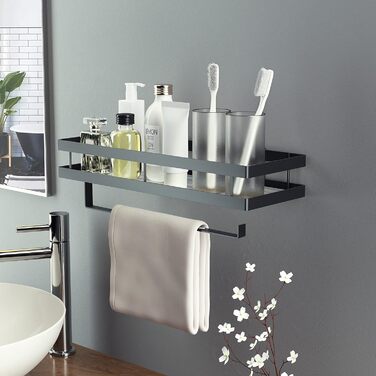 Настінна полиця для спецій та кухонного приладдя, чорна (35 см, 2 шт.)