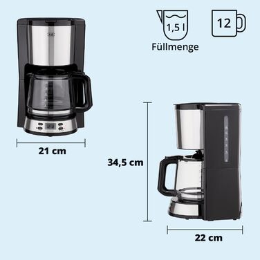 Набір для сніданку KHG: чайник та тостер з нержавіючої сталі, сріблястого кольору, об'єм 1 л та 2 тости, точний вилив, поворотний на 360°, 6 рівнів підсмажування, функції підігріву, розморожування та для багелів, піддон для крихт (комплект з кавоваркою)