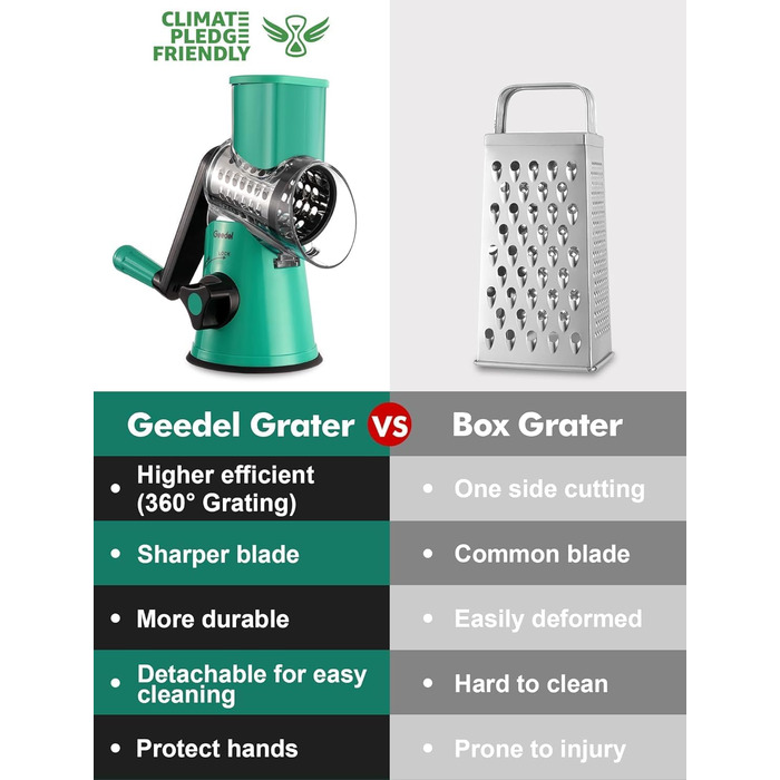 Терезка для овочів та сиру з 3 наборами лез, біла - для нарізки овочів, сиру, горіхів, кабачків, огірків, моркви