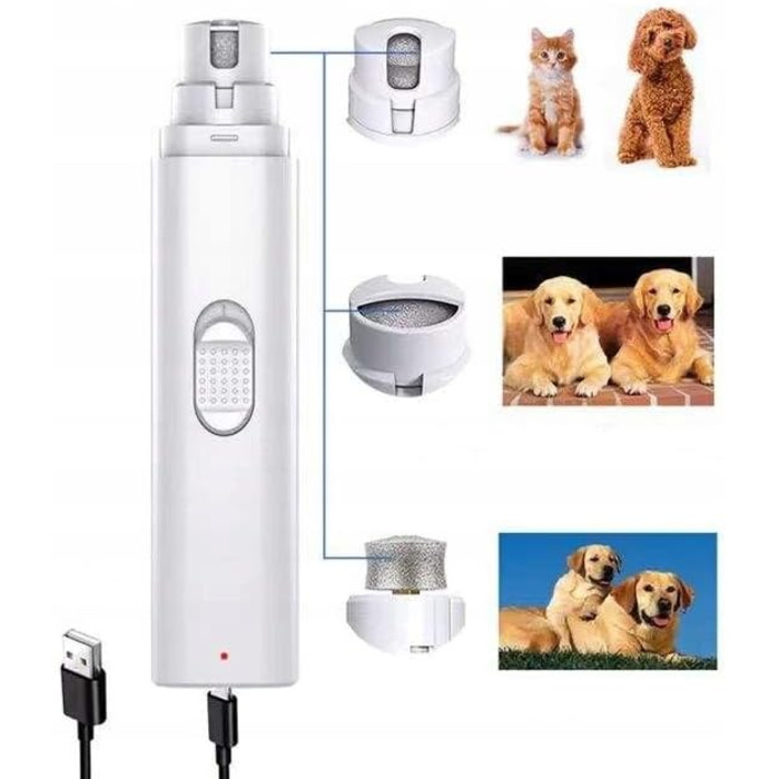 Електричний точило для кігтів собак та котів 3-в-1 з USB-зарядкою, 8000 об/хв, тихе та безпечне, точне шліфування, ергономічне, для малих, середніх та великих тварин
