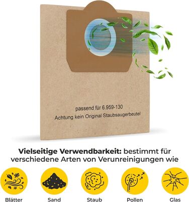 Фільтр для пилососа Kärcher (12 мішків + 1 фільтр) - сумісний з WD3, WD2, WD 3, WD1, MV3, MV2, NT, KNT, K A SE, VC. Замінник 6.414-552.0, 6.414-772.0, 6.414-547.0. Для алергіків