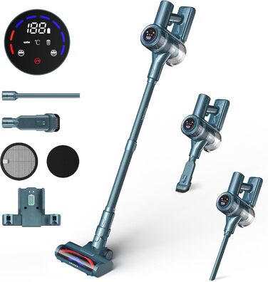 Бездротовий пилосос з HEPA-фільтром, 120 000 об/хв, до 50 хв роботи від акумулятора, LED-дисплей, антизаплутана щітка, 400W