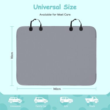 Чохли на сидіння для собак Nobleza: водонепроникні, зносостійкі, Oxford-тканина, універсальні для SUV, 140 x 110 см (сірий)