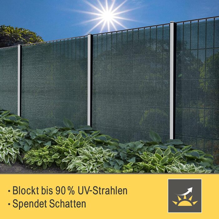 Sol Royal Shade Net 25m x 1.5m Shading Fabric 165g/m² – Dense sun protection with UV protection & cable ties for easy attachment – HDPE privacy screen green for greenhouse & fence SG80