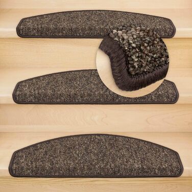 Сходинкові килимки Kettelservice-Metzker Imago: набір з 15 штук, колір кавовий, з ворсовим підкладом, антиковзаючі