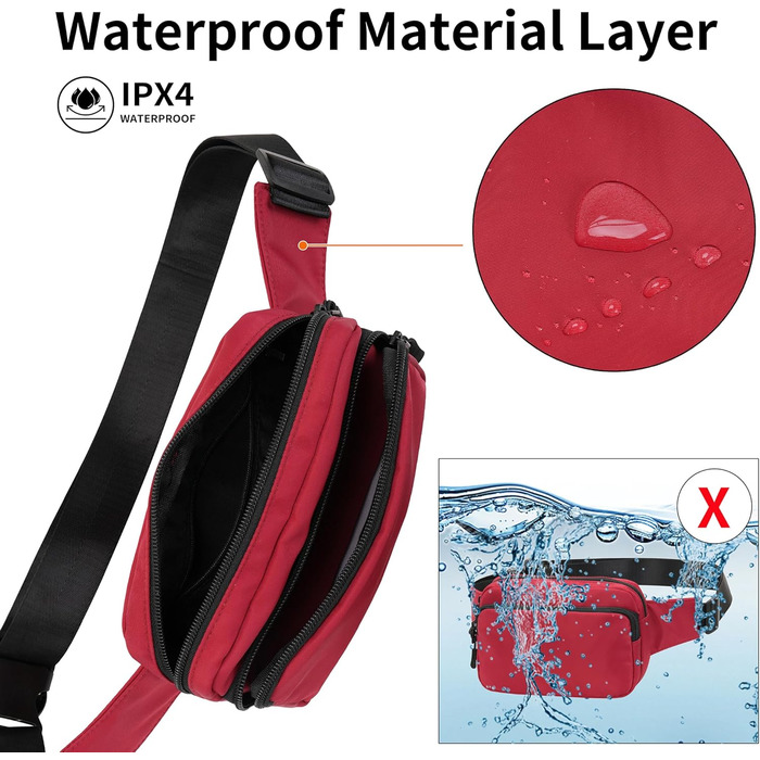 Поясна сумка на пояс, на стегно, унісекс, з регульованим ремінком, 30 см, для подорожей, активного відпочинку, прогулянок з собакою, чоловіча та жіноча (червона)