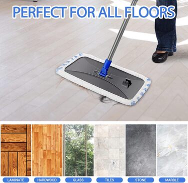 MASTERTOP 3-Piece Microfiber Mop Heads, Reusable for Large Surfaces, Microfiber, Flat Mop Head, Wet or Dry Floor Cleaning, Only for MASTERTOP Mop