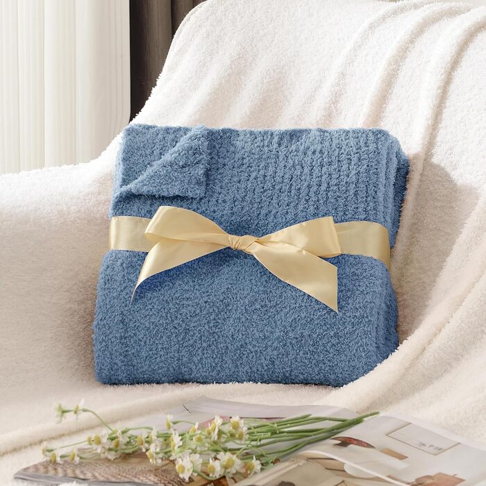 М'яка плед-пліочка Jooja Bouclé, 127x152 см, blaugrau (Dusty Blue)