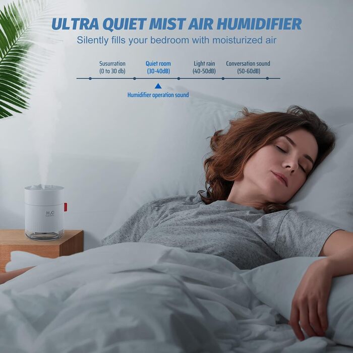 Ультразвуковий зволожувач повітря 500 мл Mini USB - тихий зволожувач для дому, офісу, йоги, з автовимкненням, до 18 годин роботи