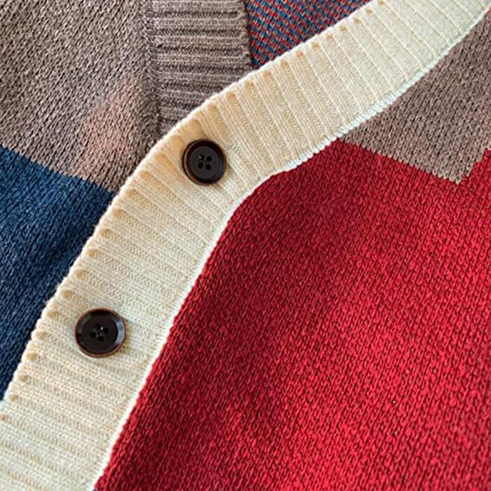 Чоловічий в'язаний кардиган Gurunvani з довгими рукавами та ґудзиками, XXL, чорний