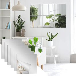 10 самоклеючих дзеркальних наліпок, 20x20 см, 2 мм акрилової плівки для ванної, вітальні, спальні, шафи