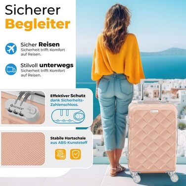 Набір валіз KESSER® 3 шт. | Валізи з ABS-пластику з кодовим замком, ваги для валіз та органайзер для документів, 360° колеса | Ручна поклажа та великі валізи для подорожей та бізнесу (Нюдовий сірий)