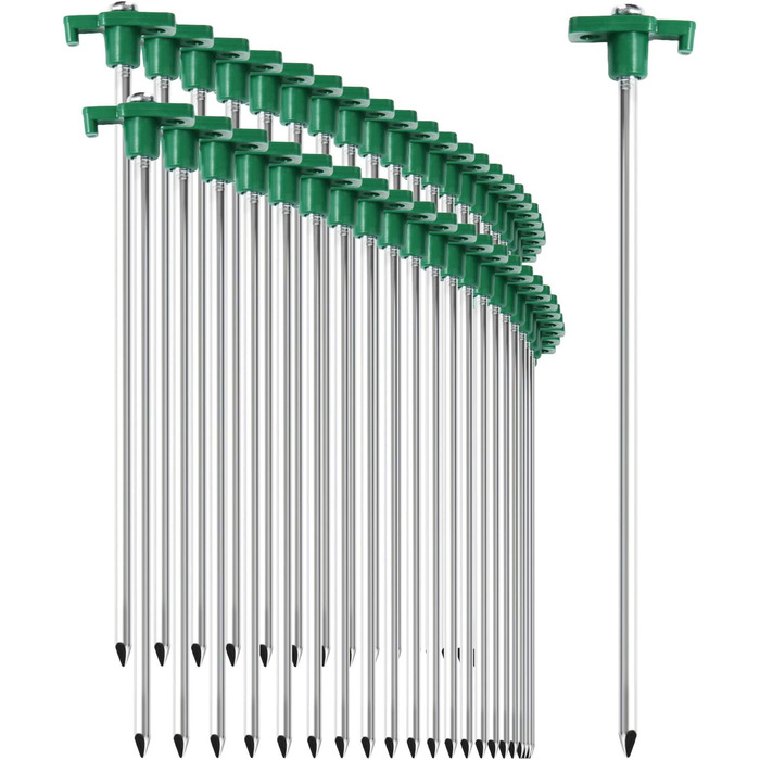 com-four® 48x Tent Stakes from Steel 250mm x Ø 7mm - Long and robust ground stakes with plastic holder - Rock bottom stake for camping and outdoor - ideal for normal and hard ground