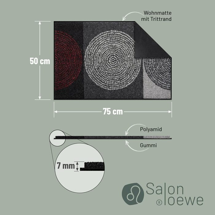Килимок для входу Salonloewe Nestor 50x75 см сірий, миючий, прямокутний SLD0847-050x075