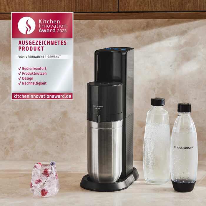 SodaStream E-DUO Titan Family Pack: Газоватор для води з CO2 циліндром та 4 пляшками (1L скло, 2x 1L пластик)