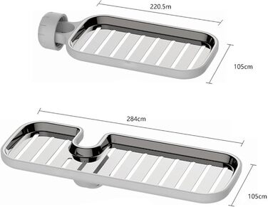 Поличка для душу без свердління MZSX, органайзер для мила, регульована штанга, поличка для душу з нержавіючої сталі, сірий колір