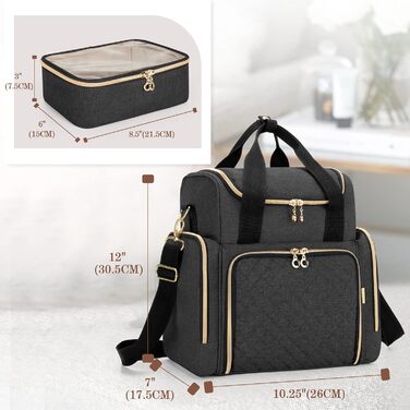 Органайзер для косметики Luxja: жіноча косметичка для макіяжу, подорожей (чорний)