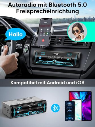 Автомобільна магнітола RDS Bluetooth 9-24В, FM/AM, MP3, USB, SD, AUX, з пультом, 7 кольорів підсвічування, гучний зв'язок