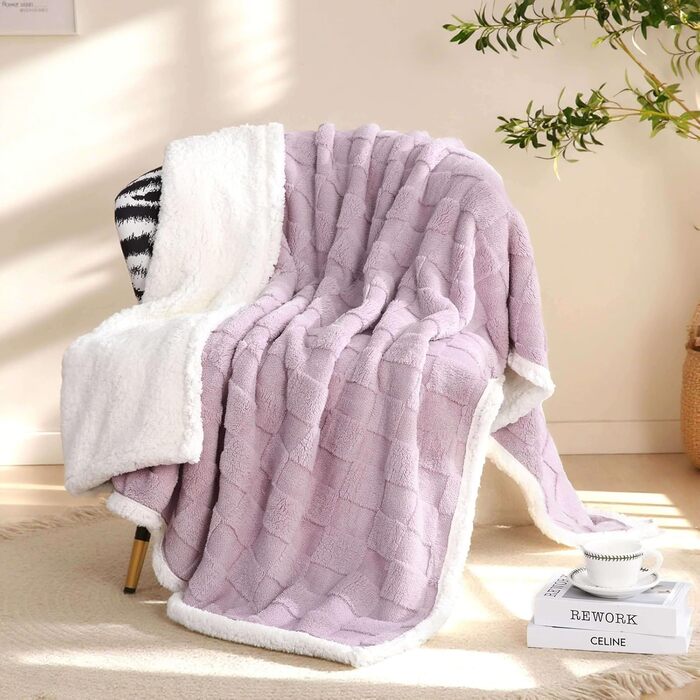 Плед Gracelife Sherpa з м'якого флісу, теплий та пухнастий, 150 x 200 см, сірий