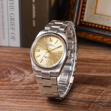 Годинник чоловічий BUREI - аналоговий кварцовий годинник з нержавіючої сталі (Champagner Silber)