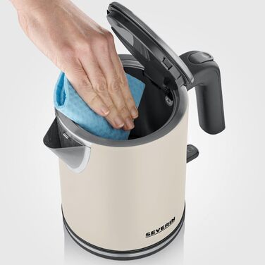 Електричний чайник Severin WK 3489, 1 л, чорний/нержавіюча сталь, з фільтром від накипу та індикатором рівня води