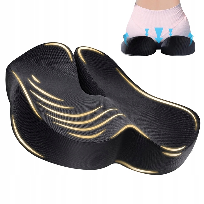 Ортопедична подушка для сидіння з ефектом пам'яті (Memory Foam), профільна, велика — для стільця та крісла