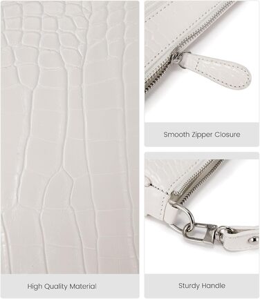 Сумка жіноча LOVEVOOK крокодиловий візерунок біла: сумка-клатч, сумка на плече, міні-сумка месенджер для побачень, вечірок, покупок